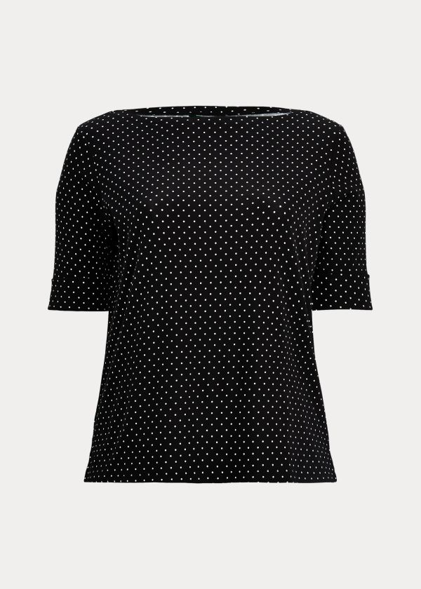 Ralph Lauren Polka-Dot Cotton-Blend Top Dame Danmark (TCRVE7895)